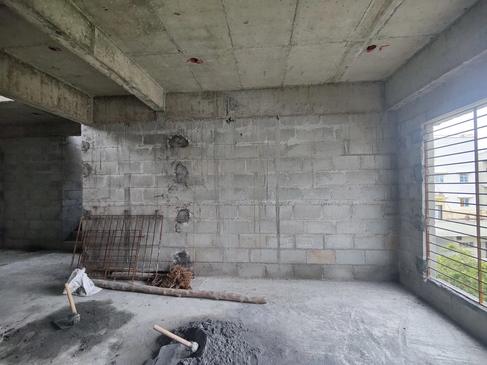 The 1963 House as a bare block shell, before any interior work.